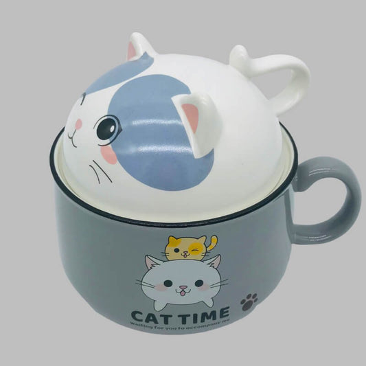 BOL AVEC COUVERCLE EN CERAMIQUE POUR ENFANT - Gris