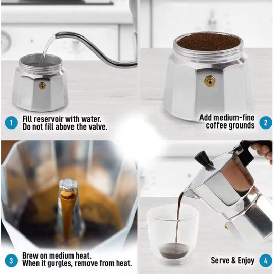 CAFETIERE EXPRESSSO EN ALUMINIUM 6 TASSES -300ML-