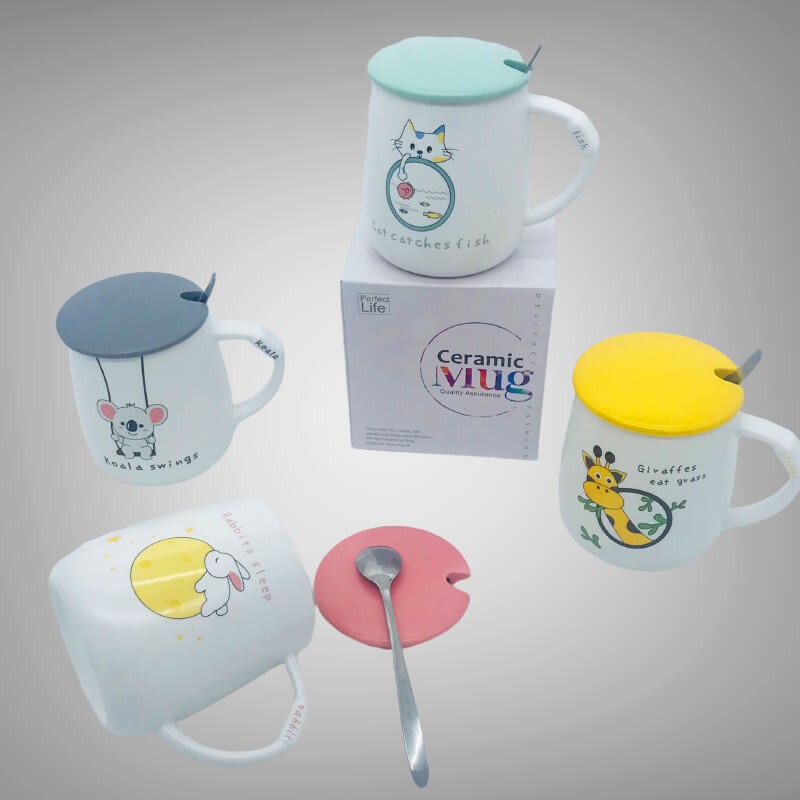 CHOPE CERAMIQUE AVEC COUVERCLE A MOTIF RABBIT -450ML-