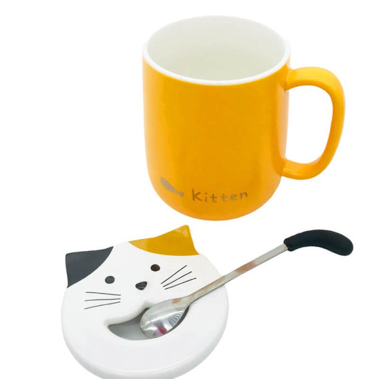 CHOPE - MUG CÉRAMIQUE AVEC COUVERCLE A MOTIF CHAT -450ML-