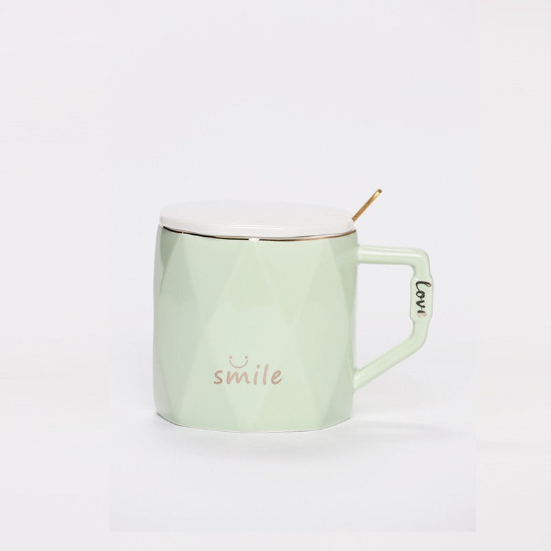 CHOPE - MUG CÉRAMIQUE AVEC COUVERCLE MOTIF LOSANGE -370ML-