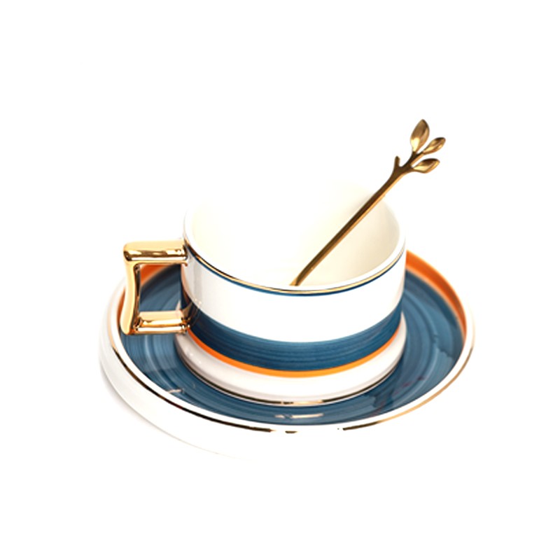 CHOPE - MUG CÉRAMIQUE ÉLÉGANT - CUILLÈRE MOTIF FEUILLES DES OLIVIERS -200ML-