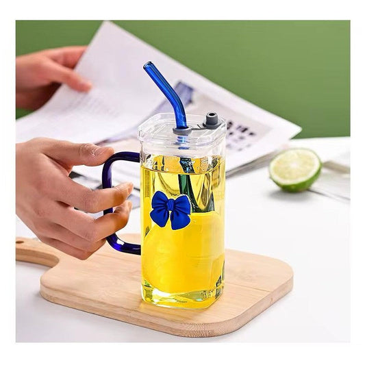 CHOPE - MUG EN VERRE AVEC COUVERCLE ET PAILLE -400ML-