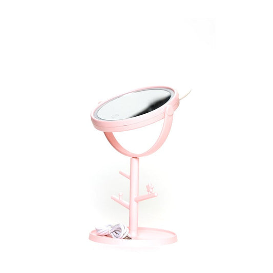 MIROIR COSMÉTIQUE EN PVC AVEC LUMIÈRE LED - CÂBLE USB CHARGE PILES - 15CM-