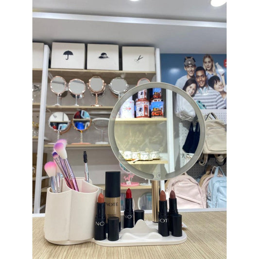 MIROIR ET PORTE DE MAQUILLAGE LED SMART TOUCHE RÈEGLABLE 3 COULEURS DE LUMIÈRE HD AVEC USB