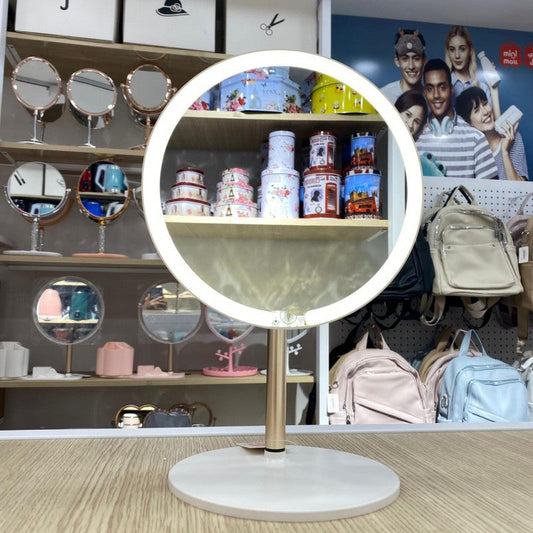 MIROIR ROND DE MAQUILLAGE LED SMART TOUCHE RÈGLABLE 3 COULEURS DE LUMIÈRE HD AVEC USB3 COULEURS