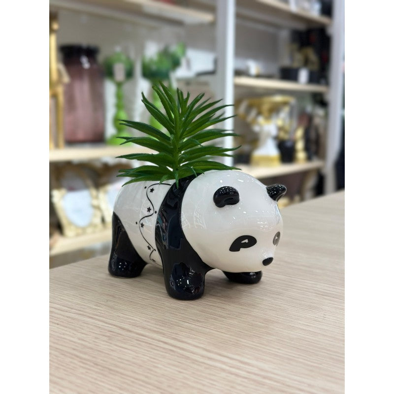 PLANTE DECORATIVE EN CERAMIQUE EN FORME DE PANDA 13CM