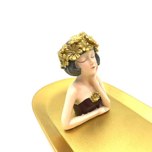 PLATEAU AVEC PIECE DECORATIVE EN RESINE ROUGE BOURDEAU