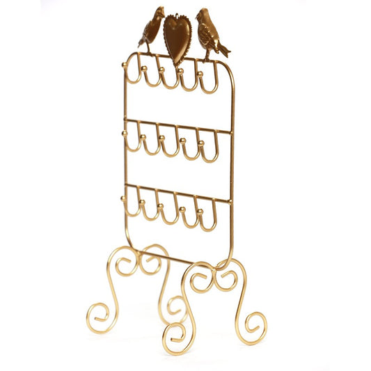 PORTE BIJOUX MÉTALLIQUE DORÉ LOVE FORME D'OISEAU -19CM X 11CM X 30CM-