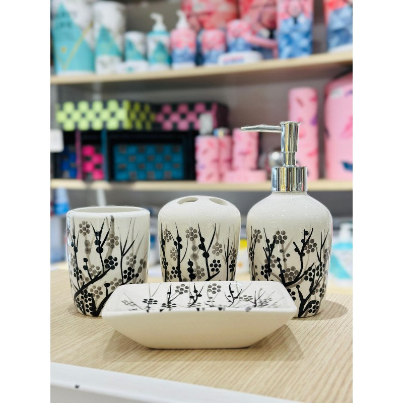 SET ACCESSOIRES DE SALLE DE BAIN 4 PIECES EN CERAMIQUE