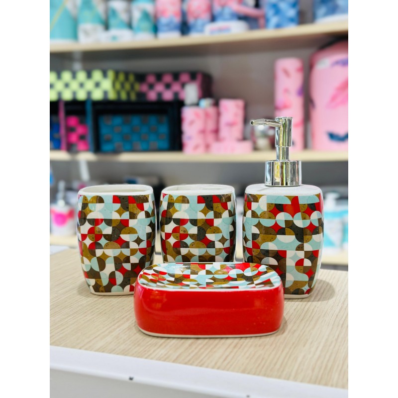 SET ACCESSOIRES DE SALLE DE BAIN 4 PIECES EN CERAMIQUE