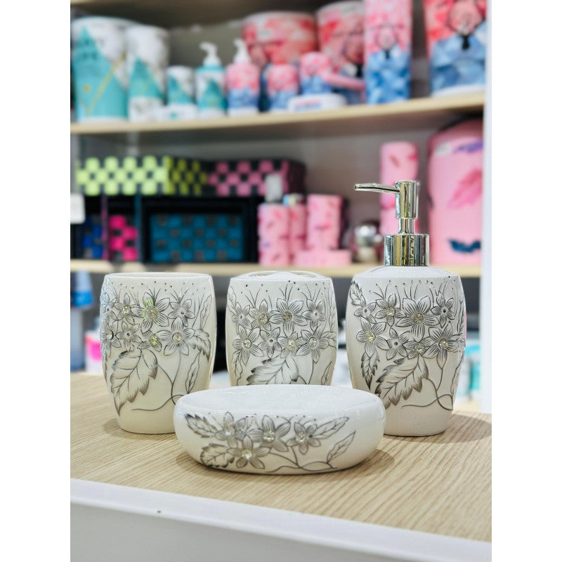 SET ACCESSOIRES DE SALLE DE BAIN 4 PIECES EN CERAMIQUE