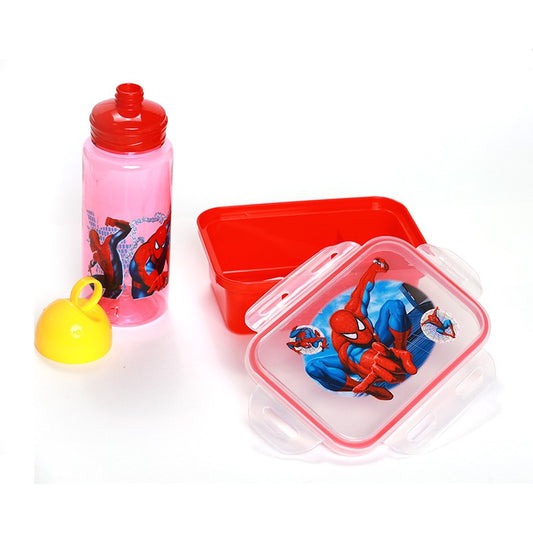 SET BOITE & BOUTEILLE ALIMENTAIRES EN PVC ASPECT SPIDER MAN -500ML-