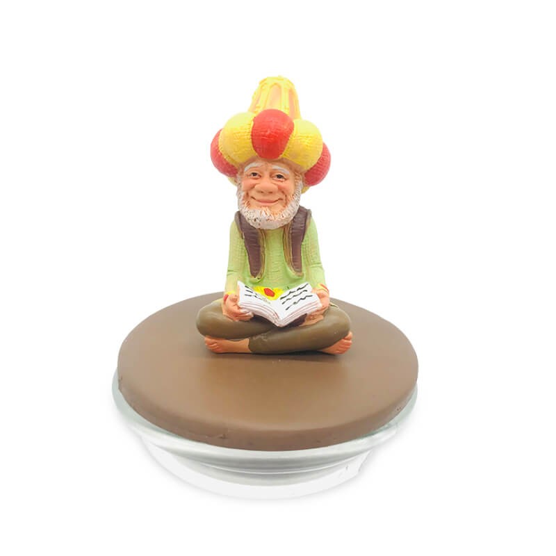 BOITE EN VERRE AVEC COUVERCLE DECORATIF EN RESINE -FANANIS VIEIL-