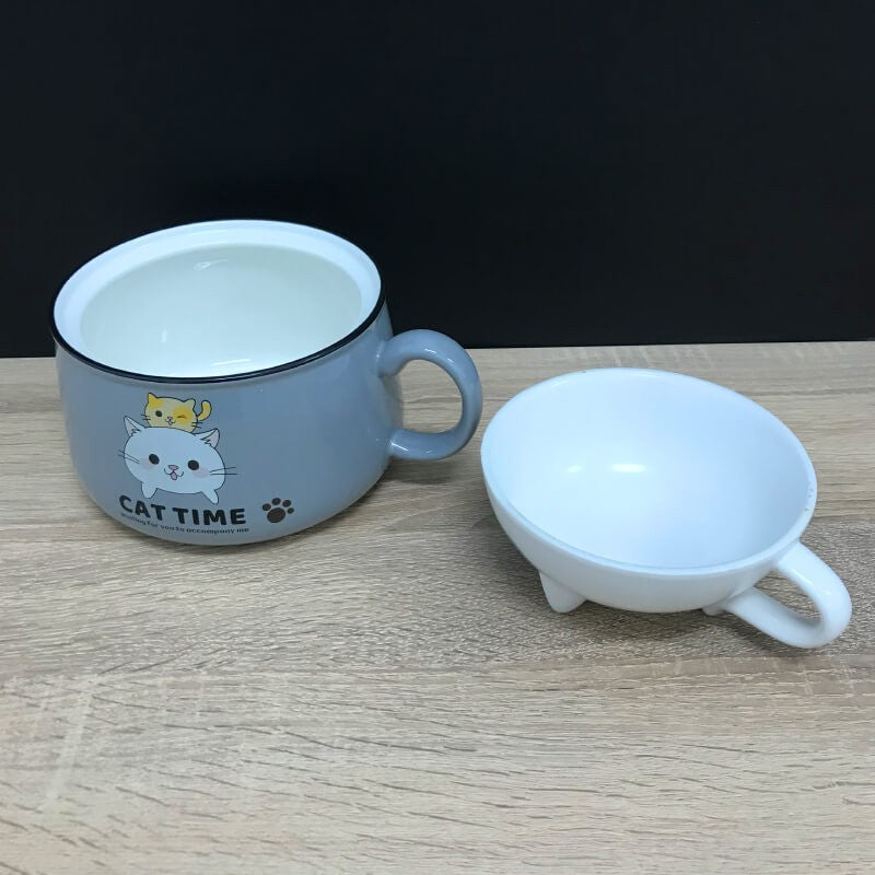 BOL AVEC COUVERCLE EN CERAMIQUE POUR ENFANT - Gris