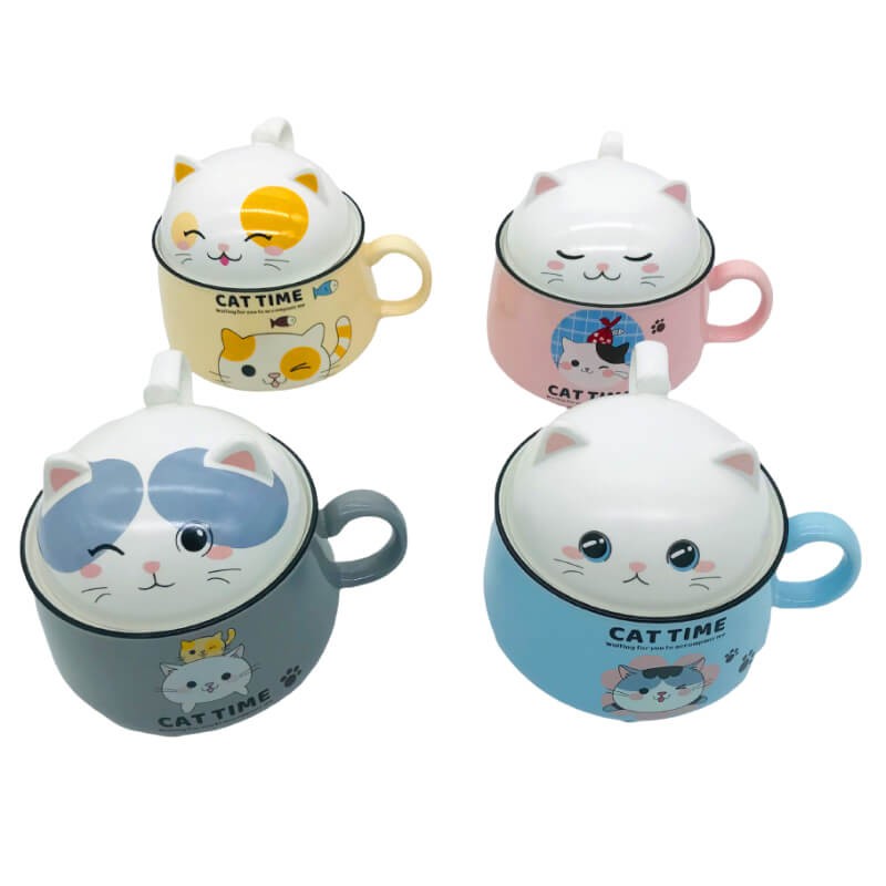 BOL AVEC COUVERCLE EN CERAMIQUE POUR ENFANT - Jaune