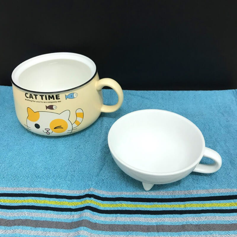 BOL AVEC COUVERCLE EN CERAMIQUE POUR ENFANT - Jaune