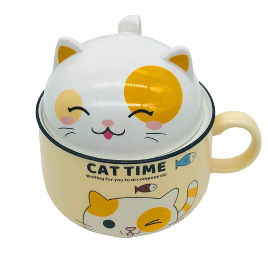 BOL AVEC COUVERCLE EN CERAMIQUE POUR ENFANT - Jaune