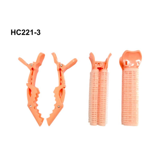 Lot de 2 pinces et 2 bigoudis en plastique