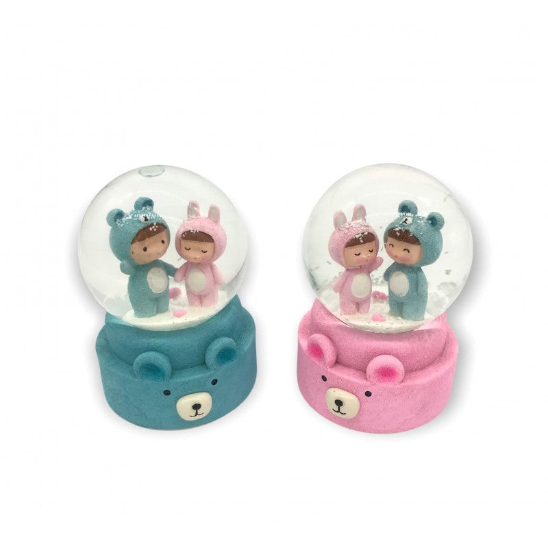 BOULE DE NEIGE AVEC MOTIF DEUX BÉBÉS