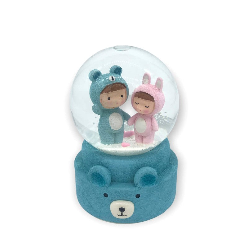 BOULE DE NEIGE AVEC MOTIF DEUX BÉBÉS