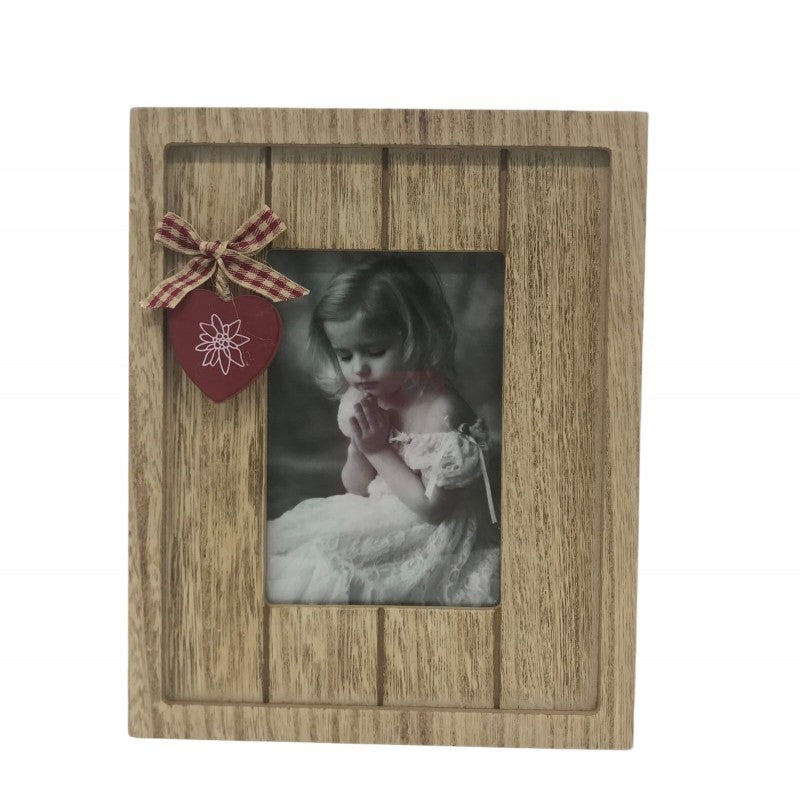 CADRE PHOTO EN BOIS MOTIF COEUR ROUGE