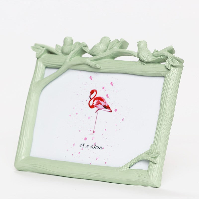 CADRE PHOTO RÉSINE AVEC MOTIF OISEAUX -20CM x 17CM-