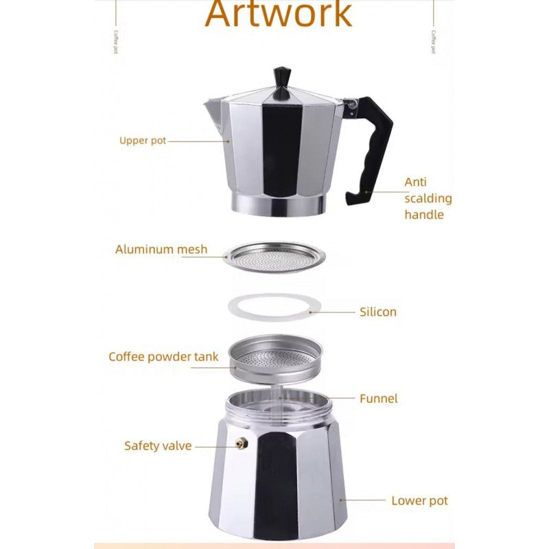 CAFETIERE EXPRESSSO EN ALUMINIUM 6 TASSES -300ML-