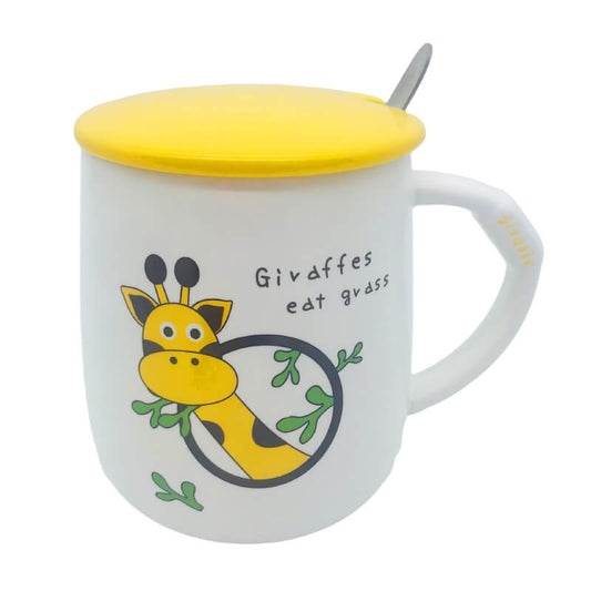 CHOPE CERAMIQUE AVEC COUVERCLE A MOTIF GIRAFFE -450ML-