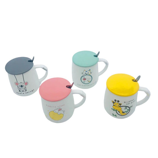 CHOPE CERAMIQUE AVEC COUVERCLE A MOTIF GIRAFFE -450ML-