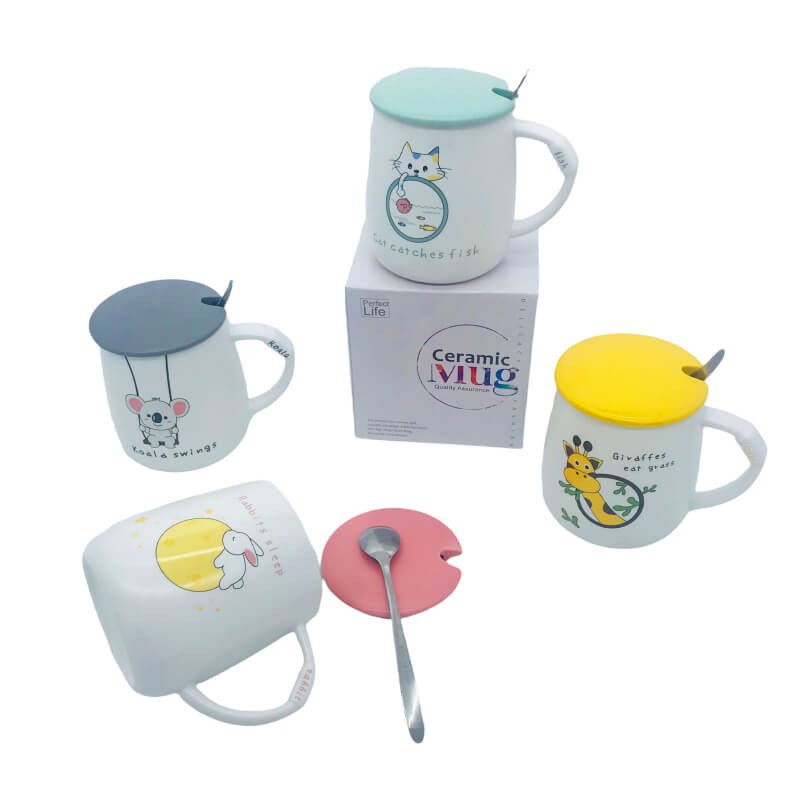 CHOPE CERAMIQUE AVEC COUVERCLE A MOTIF RABBIT -450ML-