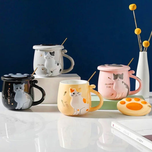 CHOPE CERAMIQUE AVEC COUVERCLE STYLE ELEGANT CHAT -360ML-