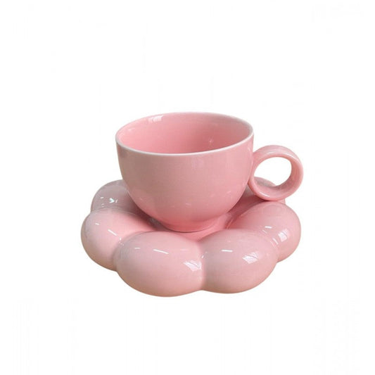 CHOPE CERAMIQUE ROSE AVEC SOUS TASSE EN FORME MACARON -200ML-