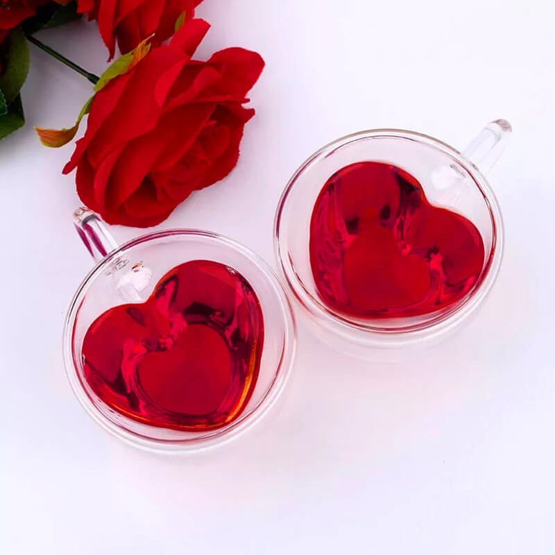 CHOPE EN VERRE A DOUBLE PAROIS EN FORME DE COEUR -240ML-