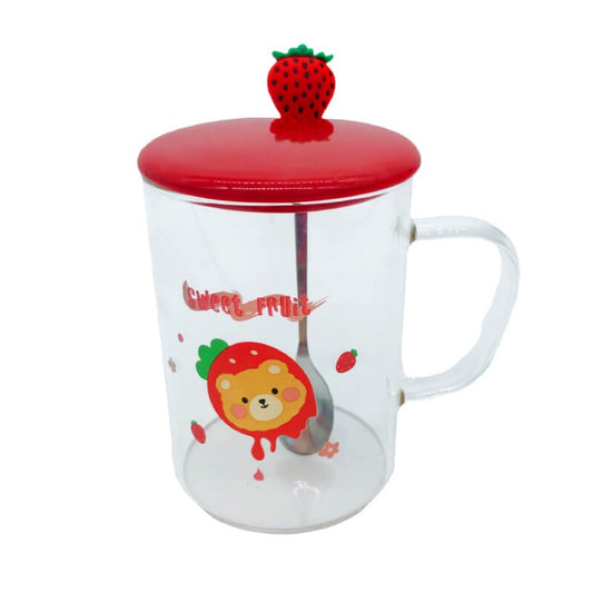 CHOPE EN VERRE AVEC COUVERCLE EN CERAMIQUE A MOTIF DESSIN ANIME -SWEET FRUITS-450ML-