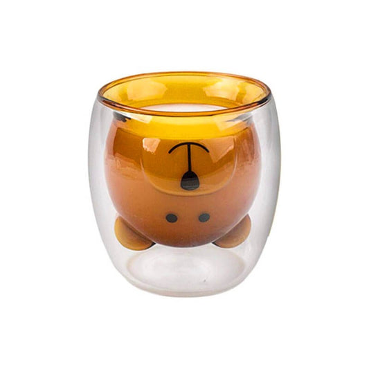 CHOPE EN VERRE DOUBLE PAROIS OURS COLORÉ -270 ML-