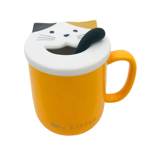 CHOPE - MUG CÉRAMIQUE AVEC COUVERCLE A MOTIF CHAT -450ML-