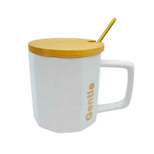 CHOPE - MUG CÉRAMIQUE AVEC COUVERCLE EN BOIS -270ML- GENTLE-