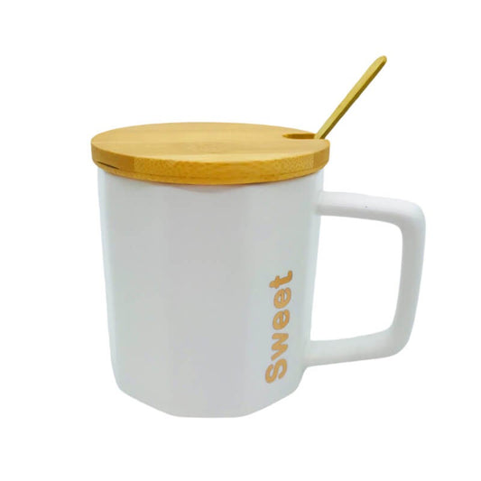 CHOPE - MUG CÉRAMIQUE AVEC COUVERCLE EN BOIS -270ML- SWEET -