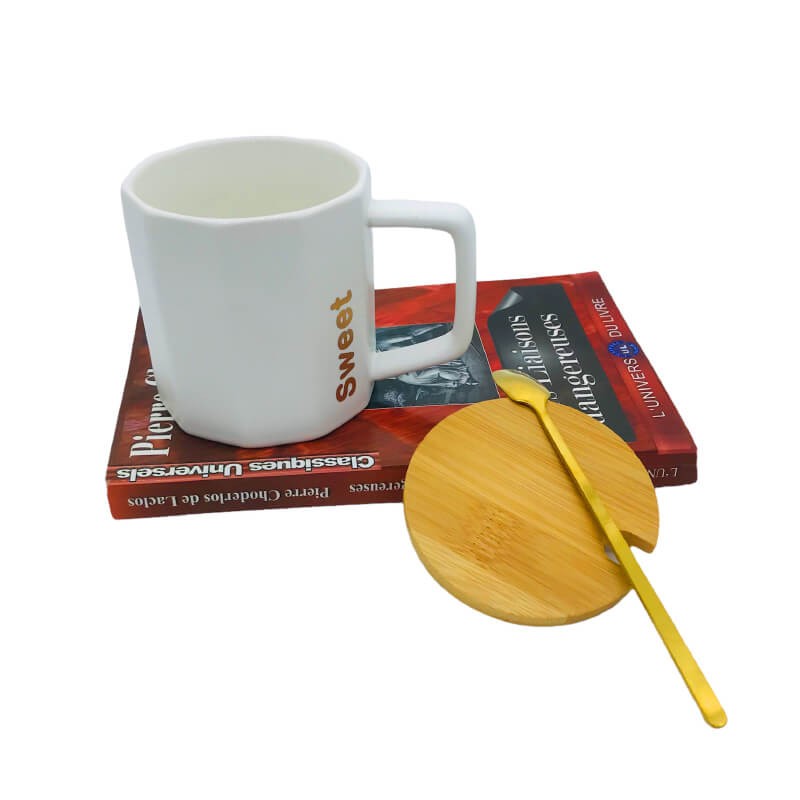 CHOPE - MUG CÉRAMIQUE AVEC COUVERCLE EN BOIS -270ML- SWEET -