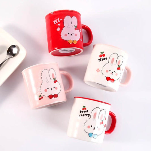 CHOPE - MUG CÉRAMIQUE AVEC COUVERCLE MOTIF LAPIN -350ML-
