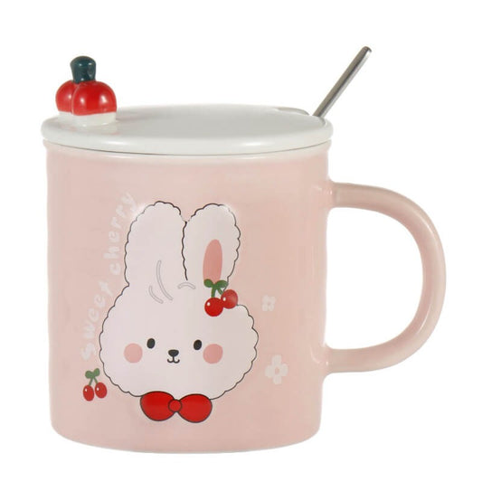 CHOPE - MUG CÉRAMIQUE AVEC COUVERCLE MOTIF LAPIN -350ML-