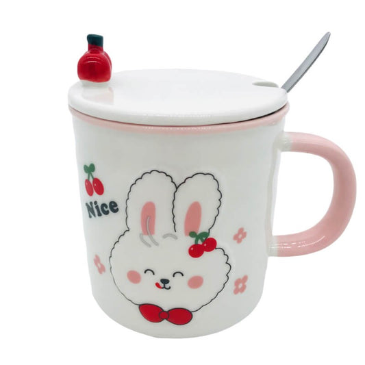 CHOPE - MUG CÉRAMIQUE AVEC COUVERCLE MOTIF LAPIN -350ML-