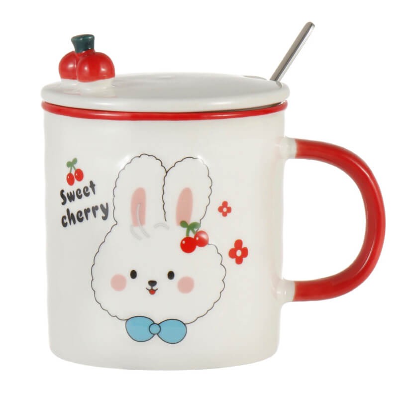 CHOPE - MUG CÉRAMIQUE AVEC COUVERCLE MOTIF LAPIN -350ML-