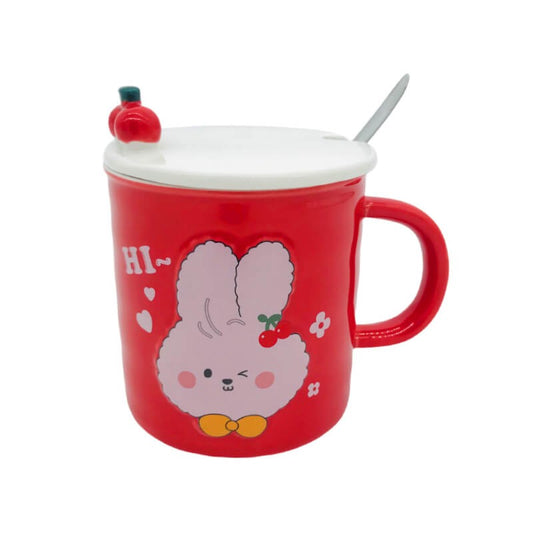 CHOPE - MUG CÉRAMIQUE AVEC COUVERCLE MOTIF LAPIN -350ML-