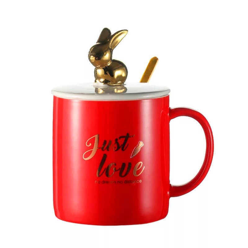 CHOPE - MUG CÉRAMIQUE AVEC COUVERCLE MOTIF LAPIN -420ML-