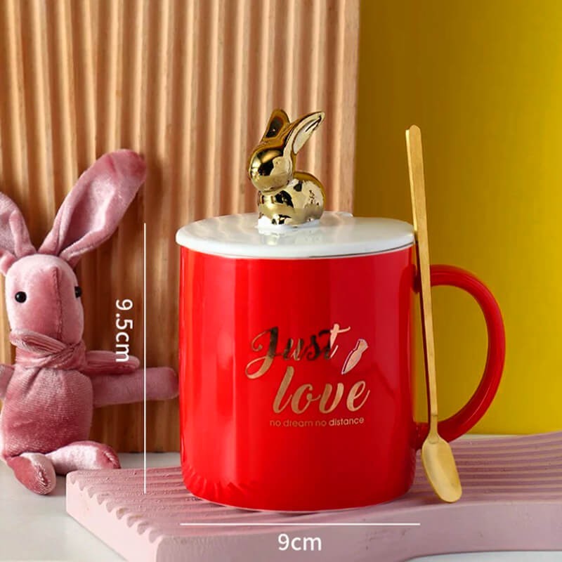 CHOPE - MUG CÉRAMIQUE AVEC COUVERCLE MOTIF LAPIN -420ML-