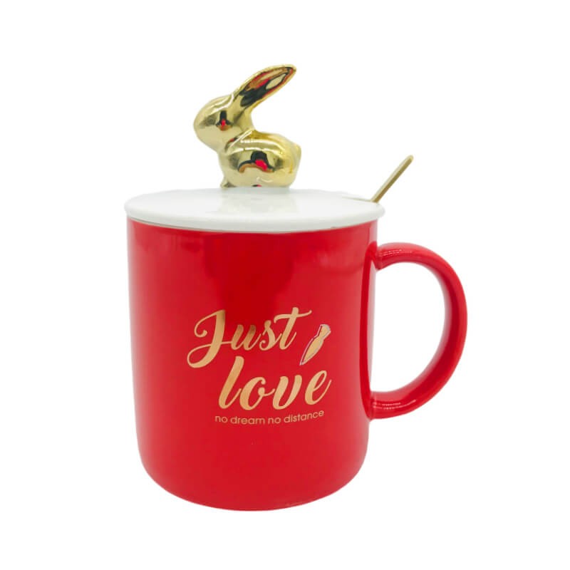 CHOPE - MUG CÉRAMIQUE AVEC COUVERCLE MOTIF LAPIN -420ML-