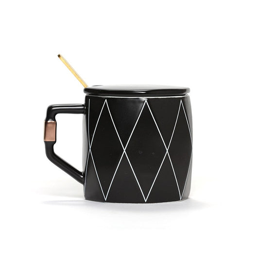 CHOPE - MUG CÉRAMIQUE AVEC COUVERCLE MOTIF LOSANGE -350ML-