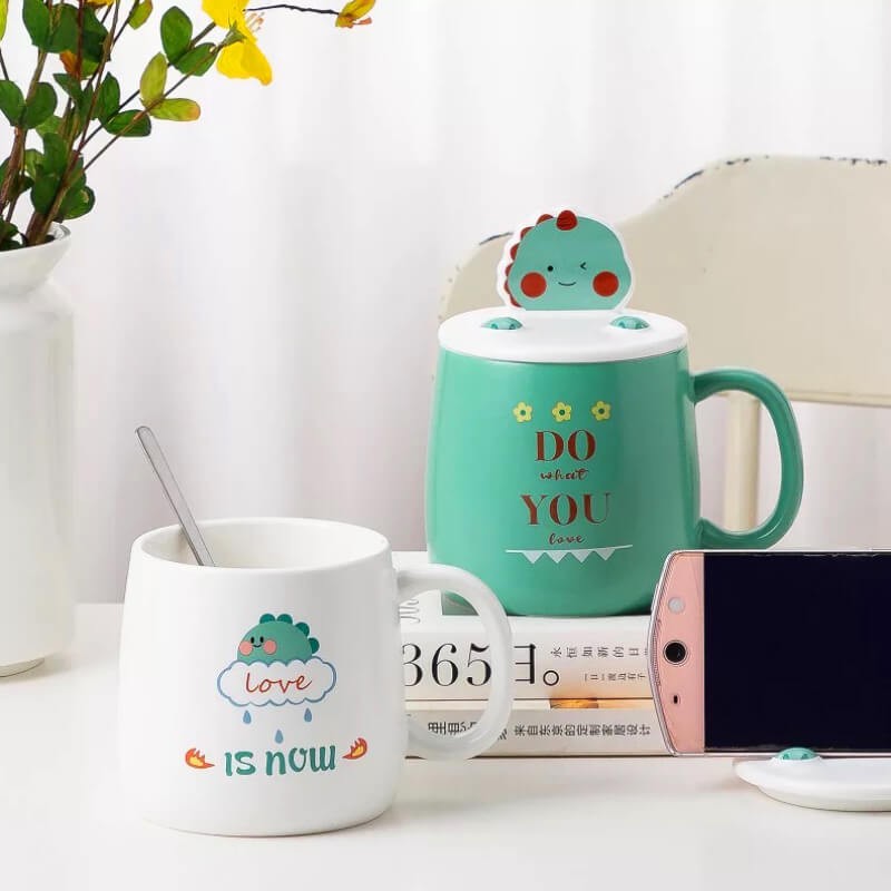 CHOPE - MUG CÉRAMIQUE AVEC COUVERCLE SUPPORT DE TELEPHONE MIGNON KAWAII STYLE ORIGINAL -400ML-